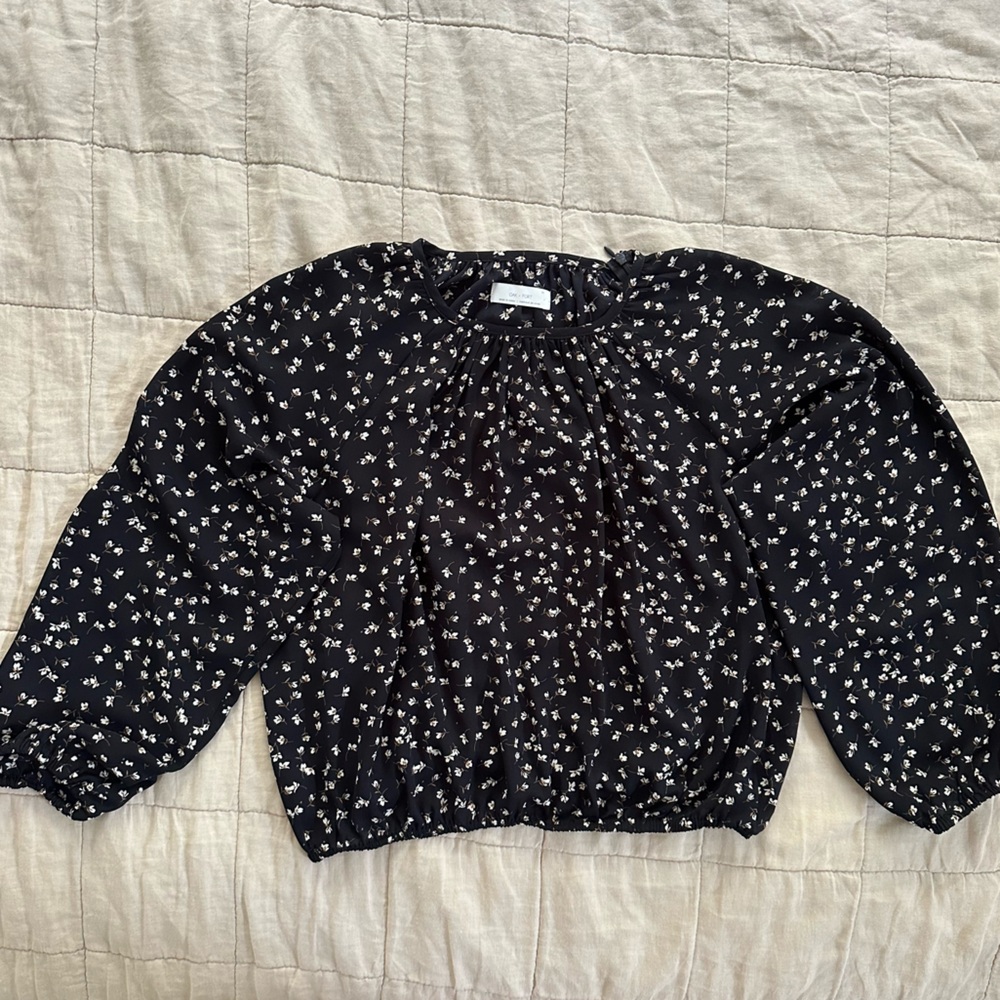Oak + Fort Floral Puff-Sleeve Blouse